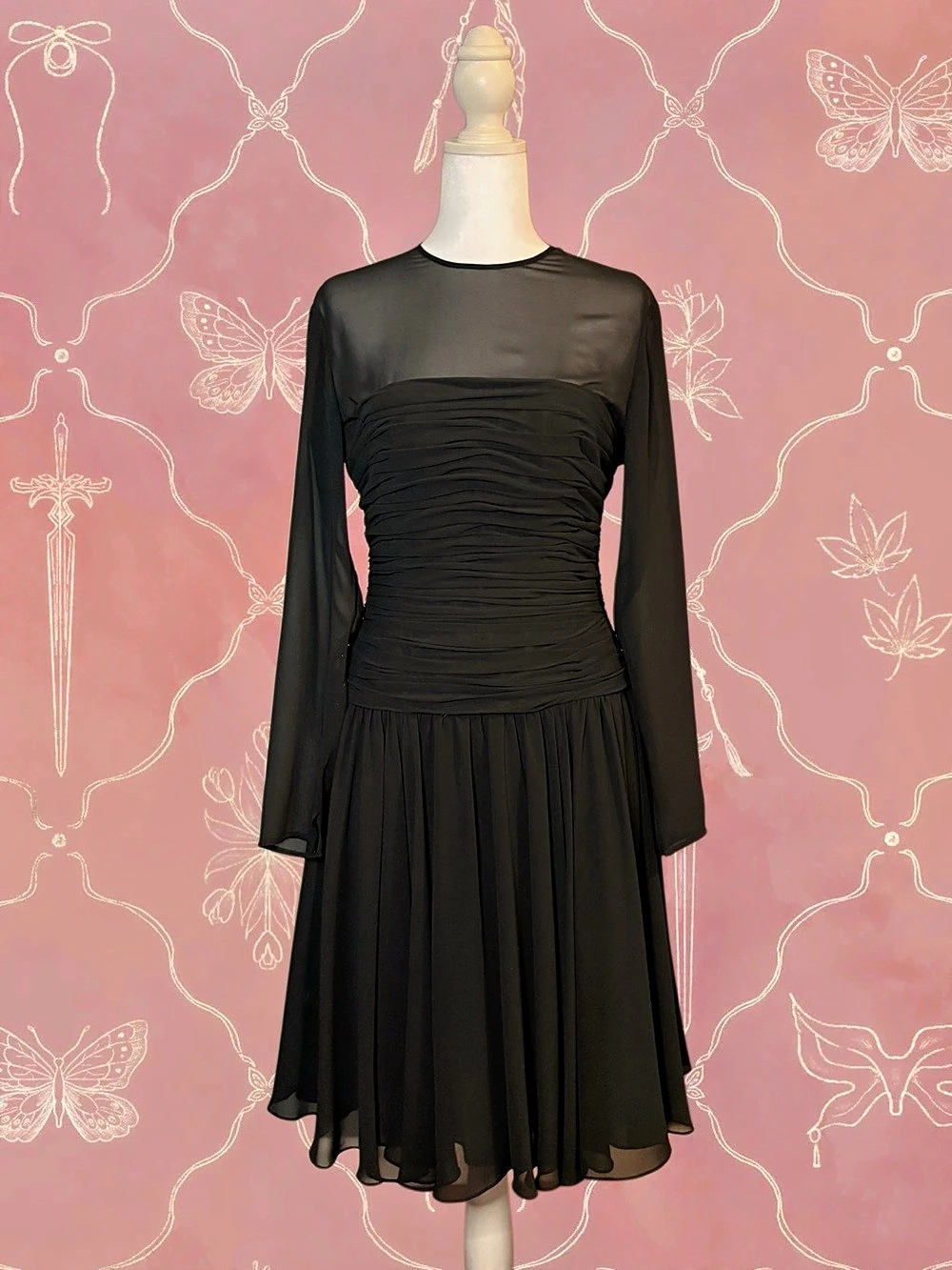 Black Swan Ruched Midi Dress